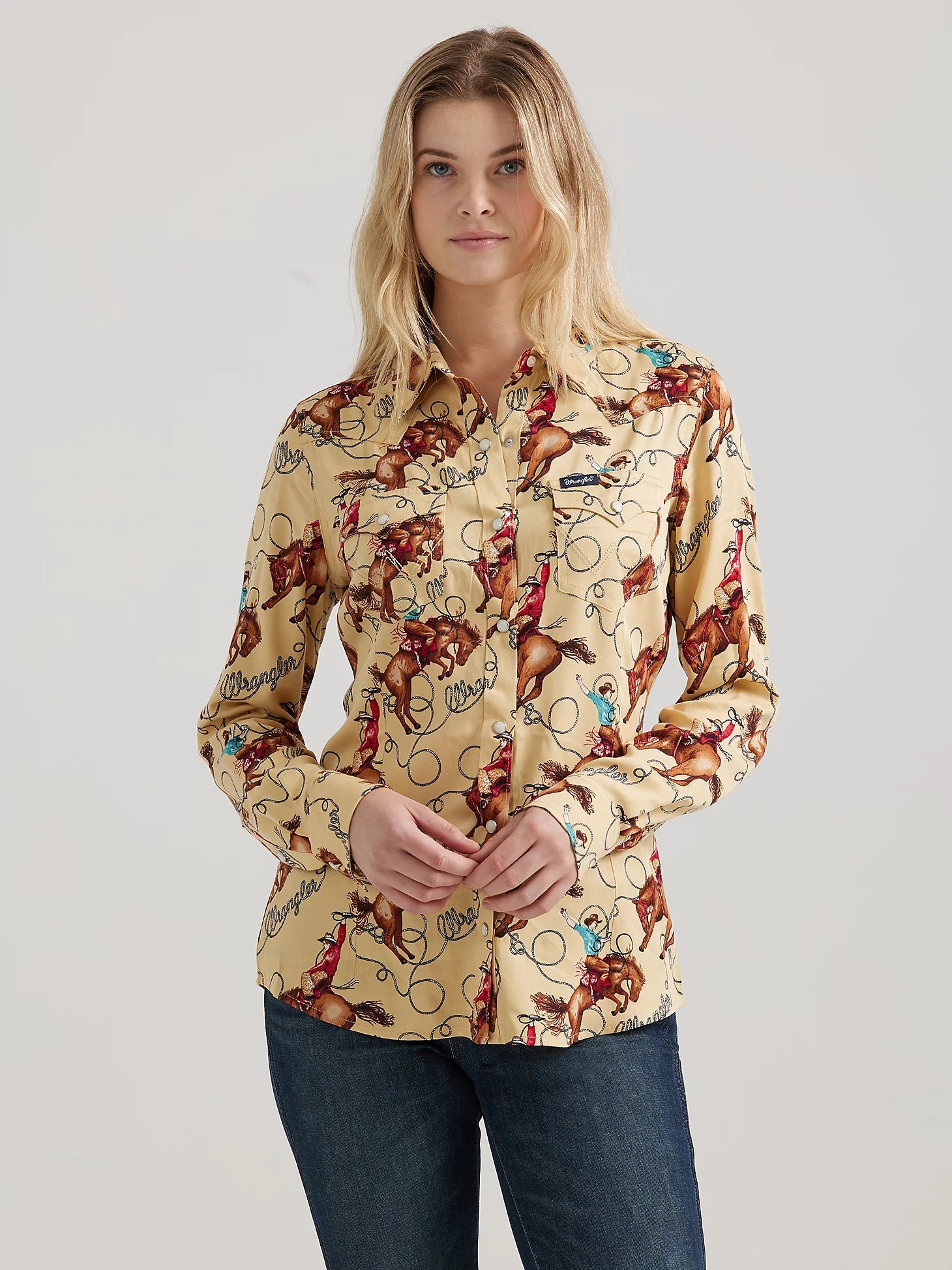 Wrangler WMS Tan Long Sleeve Snap 112356642 - Southern Soule Designs