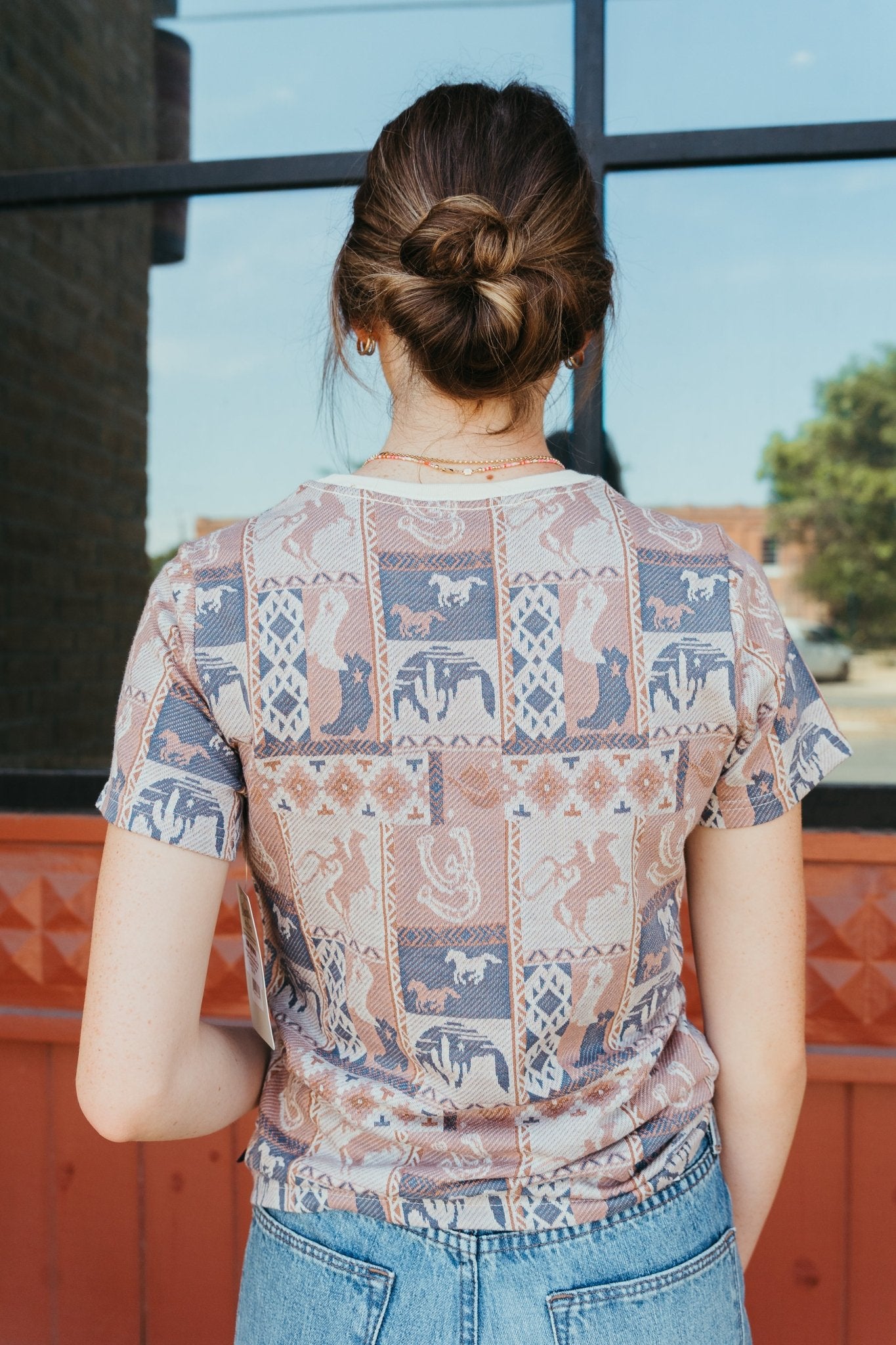 Wrangler Women's Allover Print Slim Tee Patchwork Brown 112360795 - Southern Soule Designs