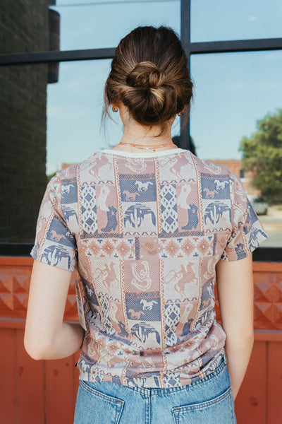 Wrangler Women's Allover Print Slim Tee Patchwork Brown 112360795 - Southern Soule Designs