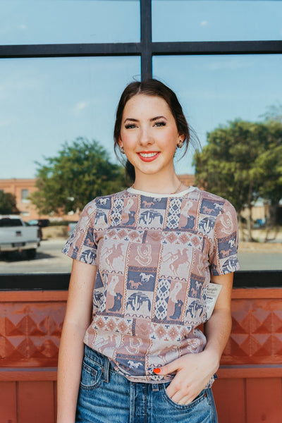 Wrangler Women's Allover Print Slim Tee Patchwork Brown 112360795 - Southern Soule Designs