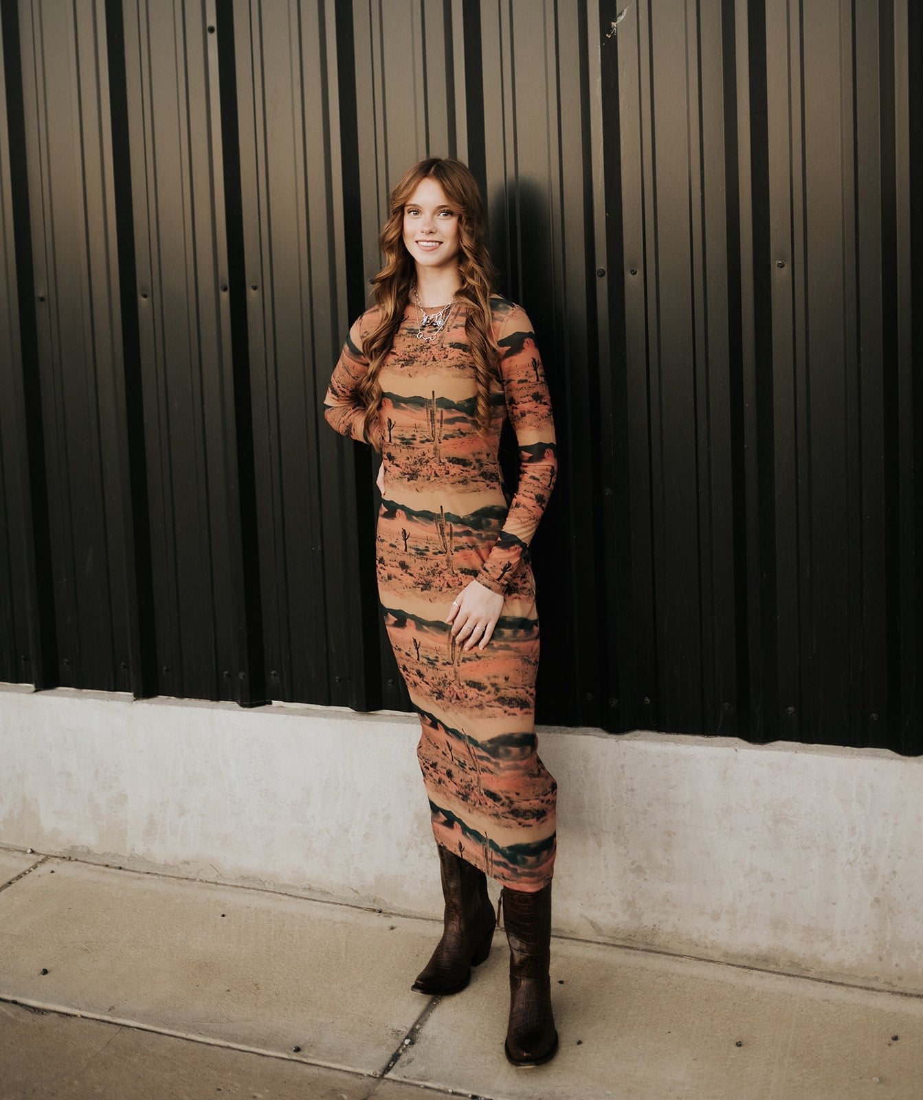 Wrangler Women's Desert Print Mesh Maxi Dress Desert Tan 112371959 - Southern Soule Designs