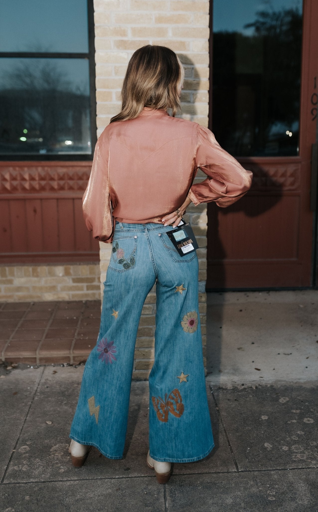 Wrangler Women's Lainey Wilson Cheeky Wide Leg Embroidered Jean 112375654 - Southern Soule Designs