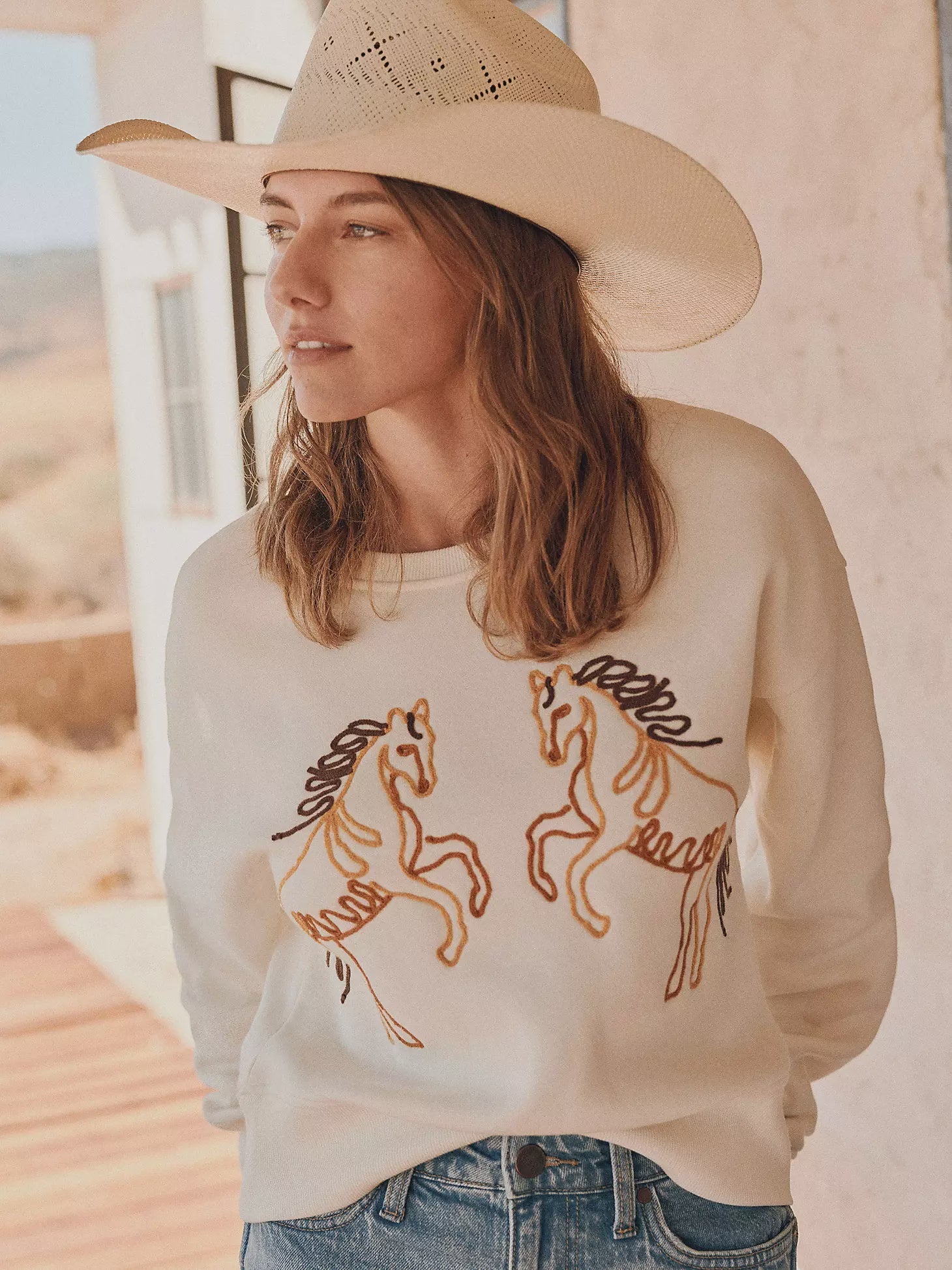 Wrangler Women's Soutache Horse Crew Sweatshirt 112375238 - Southern Soule Designs