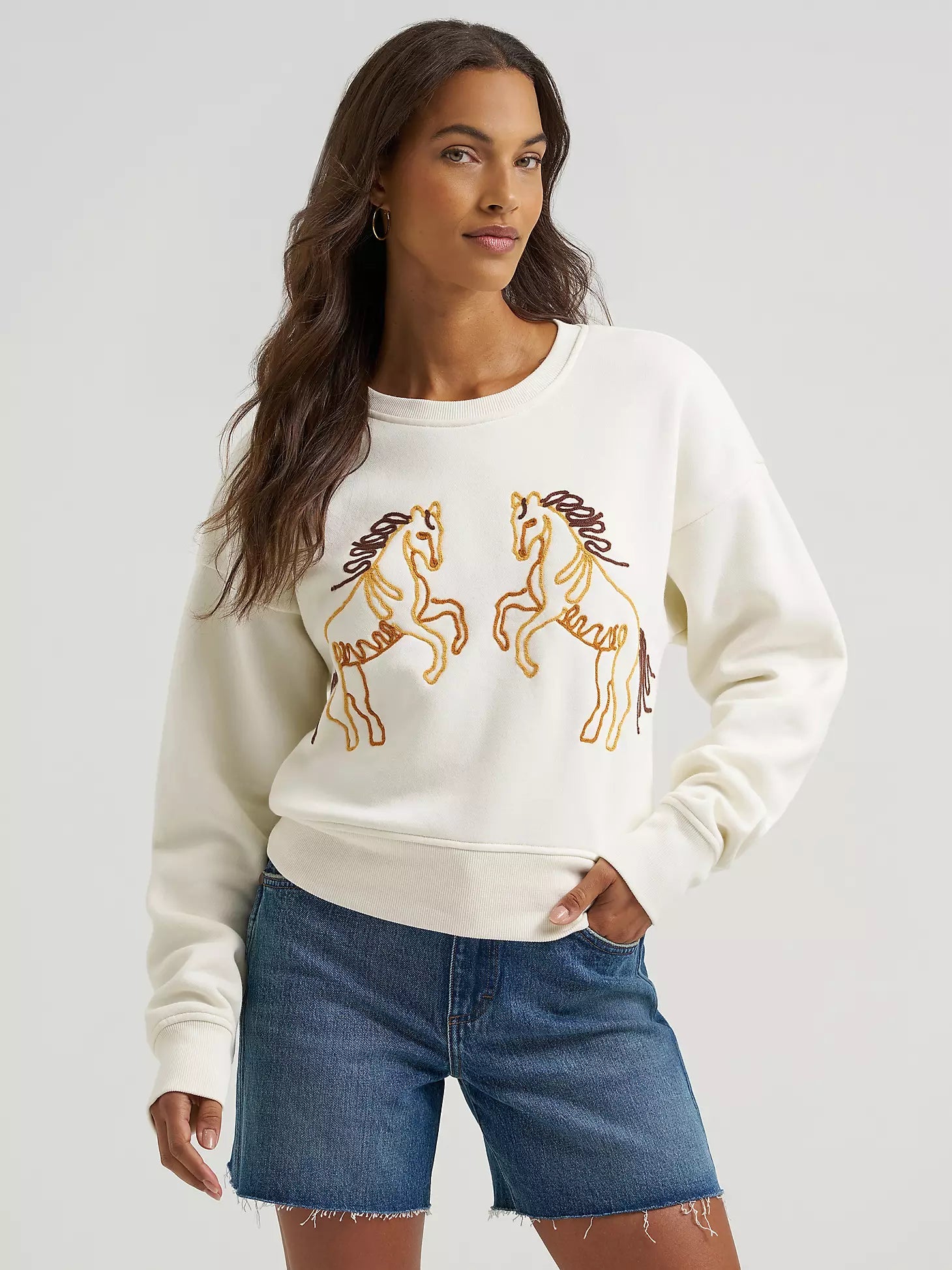 Wrangler Women's Soutache Horse Crew Sweatshirt 112375238 - Southern Soule Designs