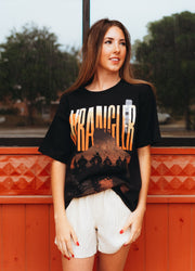 Wrangler Women's Western Graphic Oversized Tee Black Sunset 112361883 - Southern Soule Designs