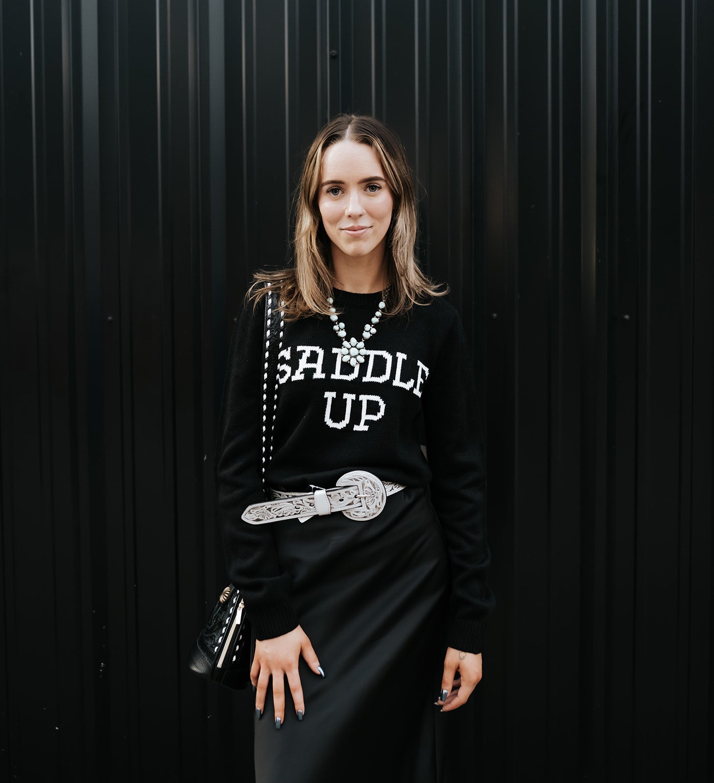 Wrangler Women's Western Sweater Saddle Black 112372333 - Southern Soule Designs