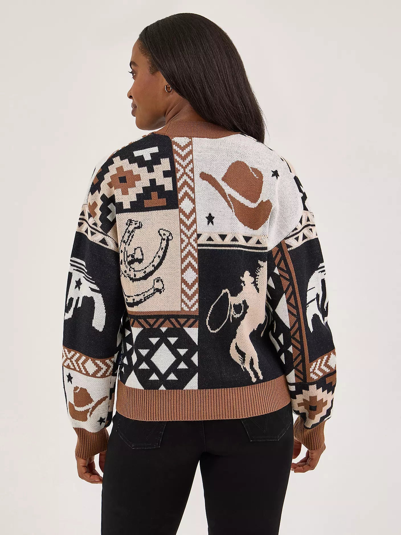 Wrangler Women's Women's Western Cropped Cardigan Brown 112371637 - Southern Soule Designs