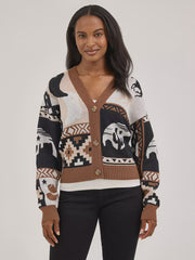 Wrangler Women's Women's Western Cropped Cardigan Brown 112371637 - Southern Soule Designs