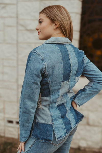 Wrangler X Lainey Wilson Patchwork Blazer in Patchwork Blue 112360673 - Southern Soule Designs