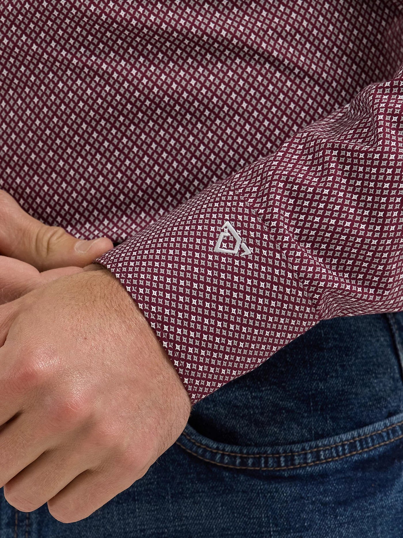 WRG MNS Cody Johnson Button Down Shirt Burgundy Diamond 112357679 - Southern Soule Designs