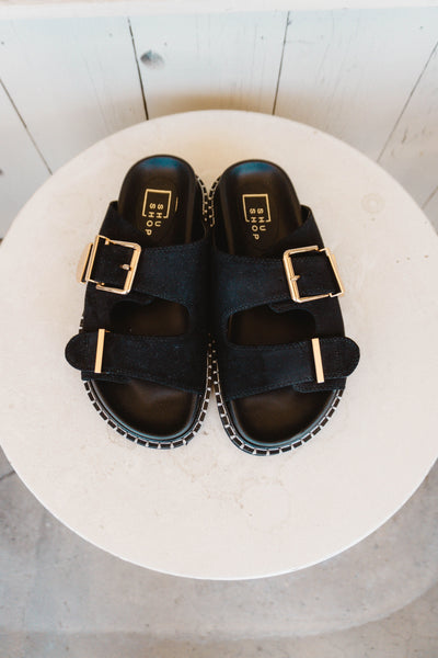 Charlotte Black Suede Sandal