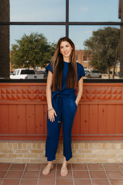 Navy Sabrina Top