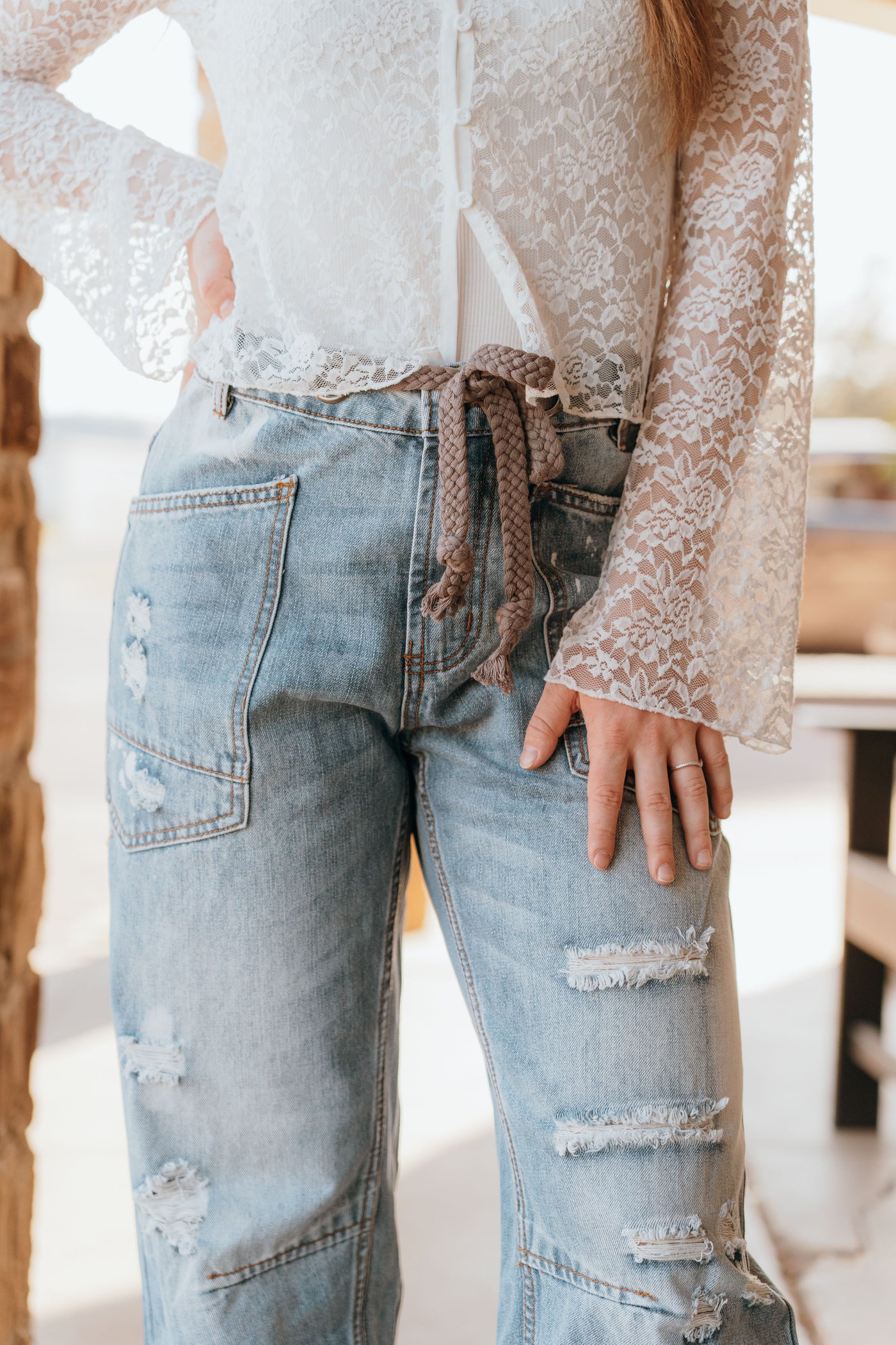 Washed Denim Distressed Jeans JP0488