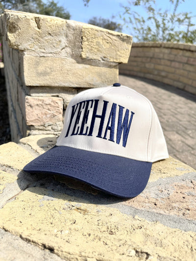 Yeehaw Cream/Navy Hat - Southern Soule Designs