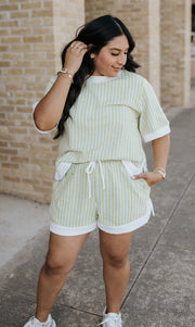 Yellow/White Striped Terry Top and Shorts Set MPST4854 - Southern Soule Designs
