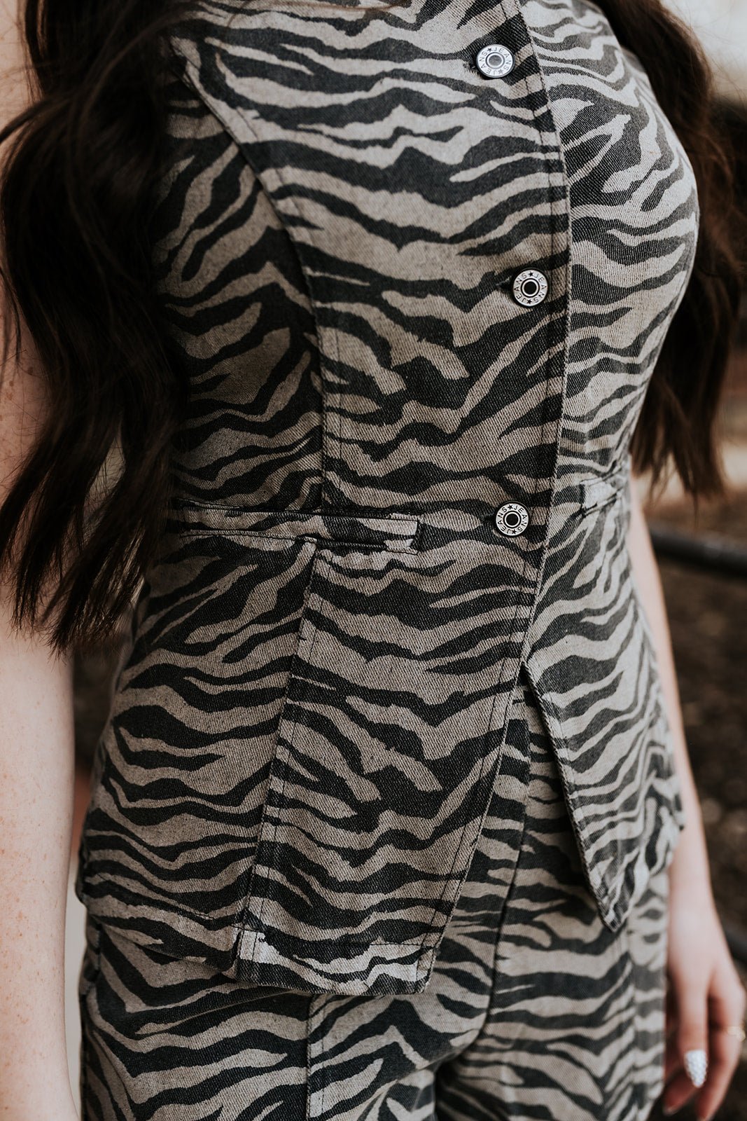 Zebra Denim Vest & Short Set - Southern Soule Designs