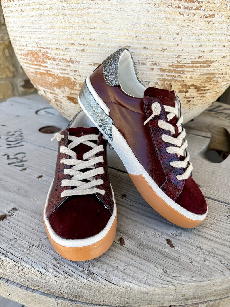 Zina Burgundy Crinkle Patent - Southern Soule Designs