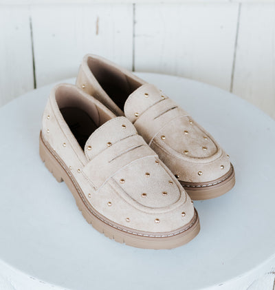 Stud Muffin Sand Faux Suede