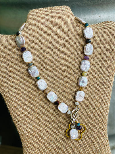 Julio Designs Perrier Oval Pearl & Gemstone Necklace