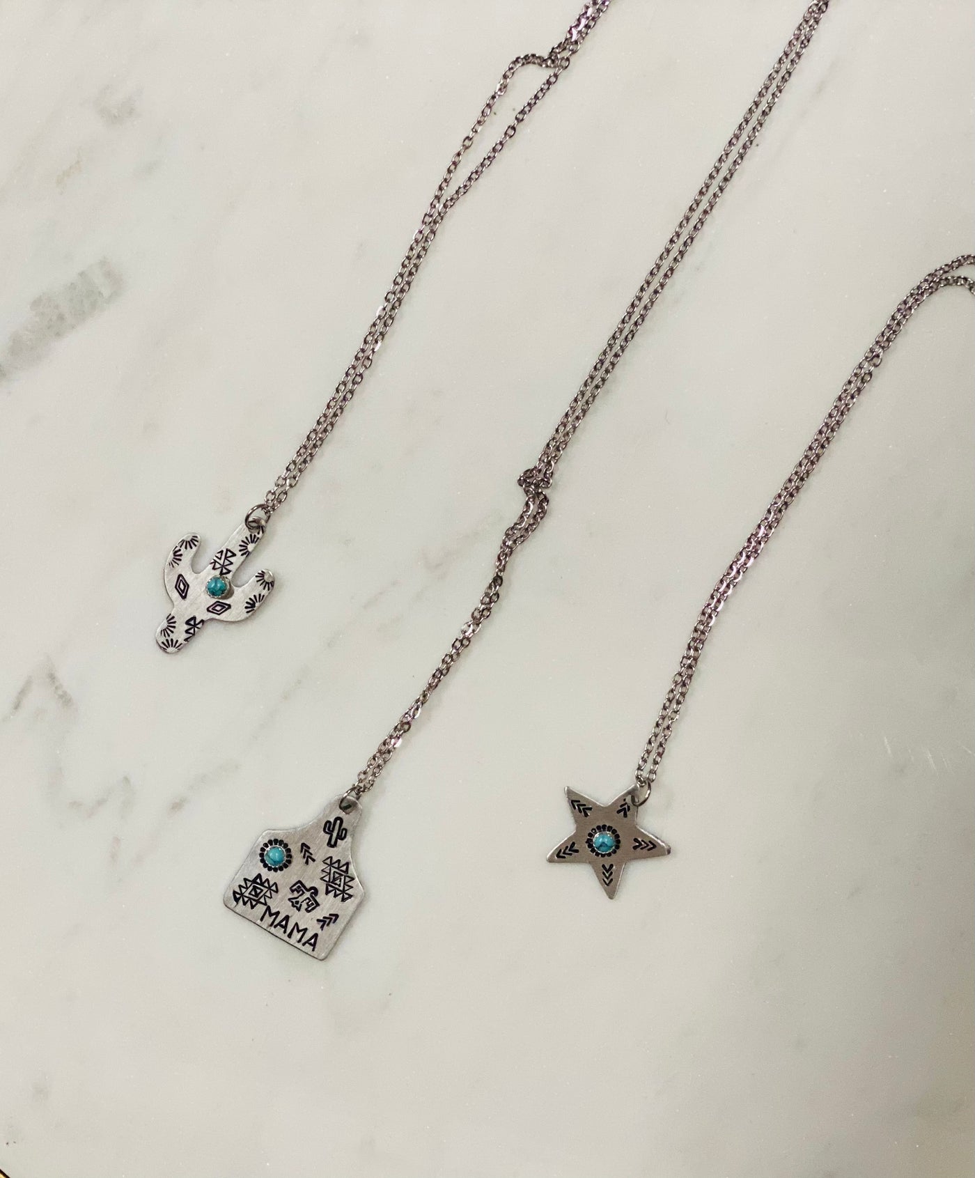 Turquoise Stamped Necklaces