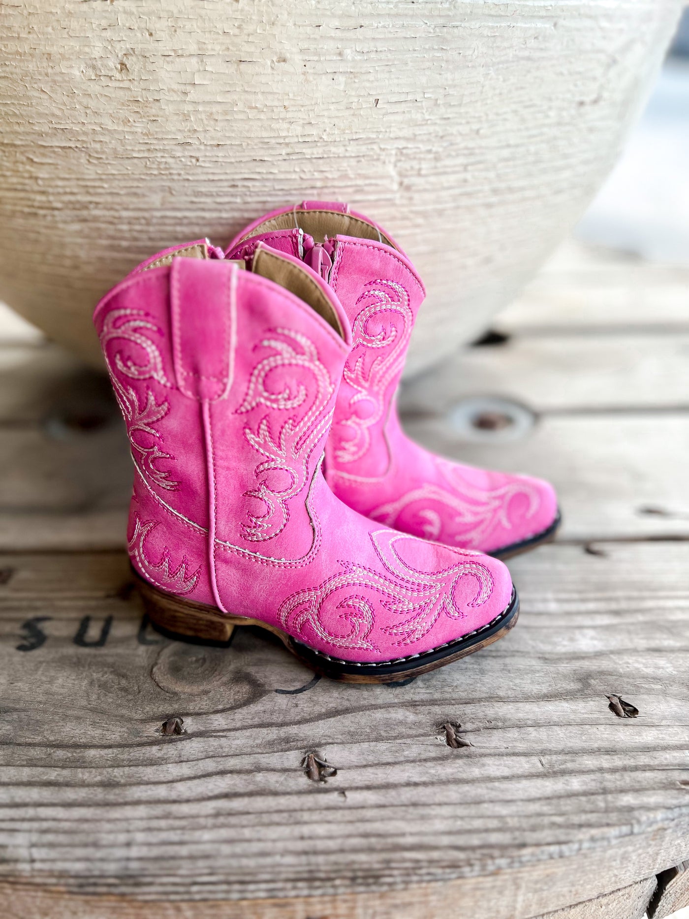 Roper Girl Pink Embroidered Boot