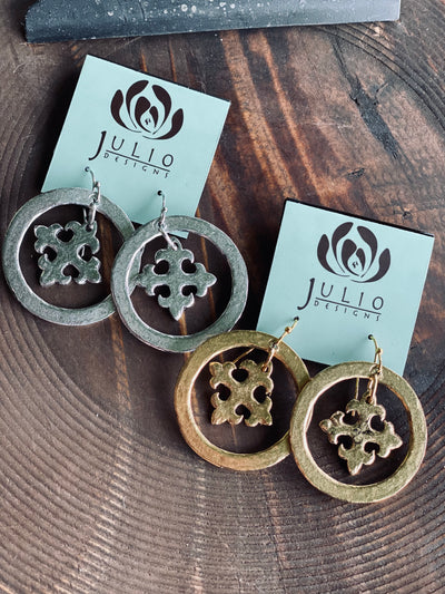Julio Designs Maltese Cross Steel Wire Earrings