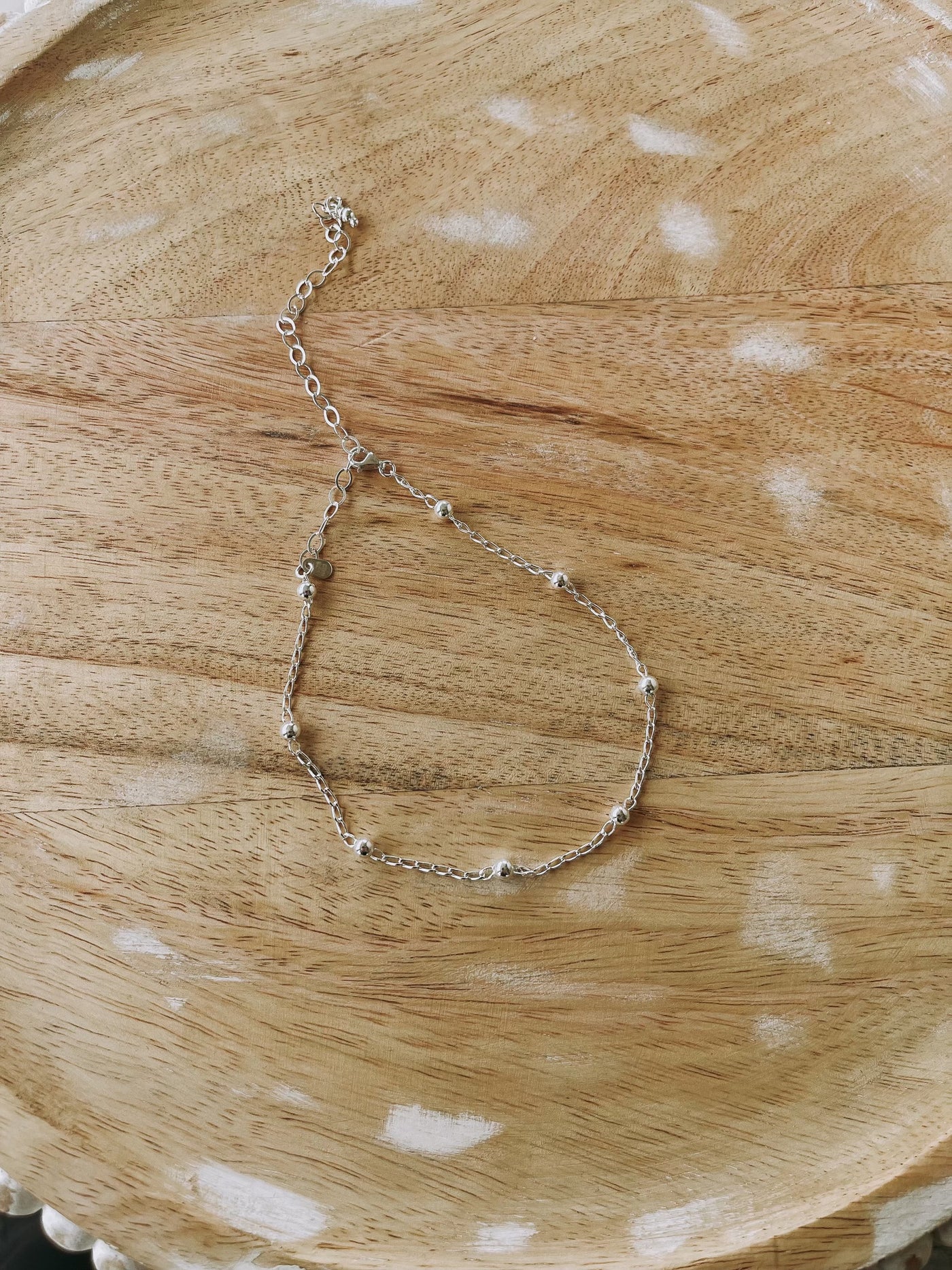 Small Sterling Silver Ball Anklet