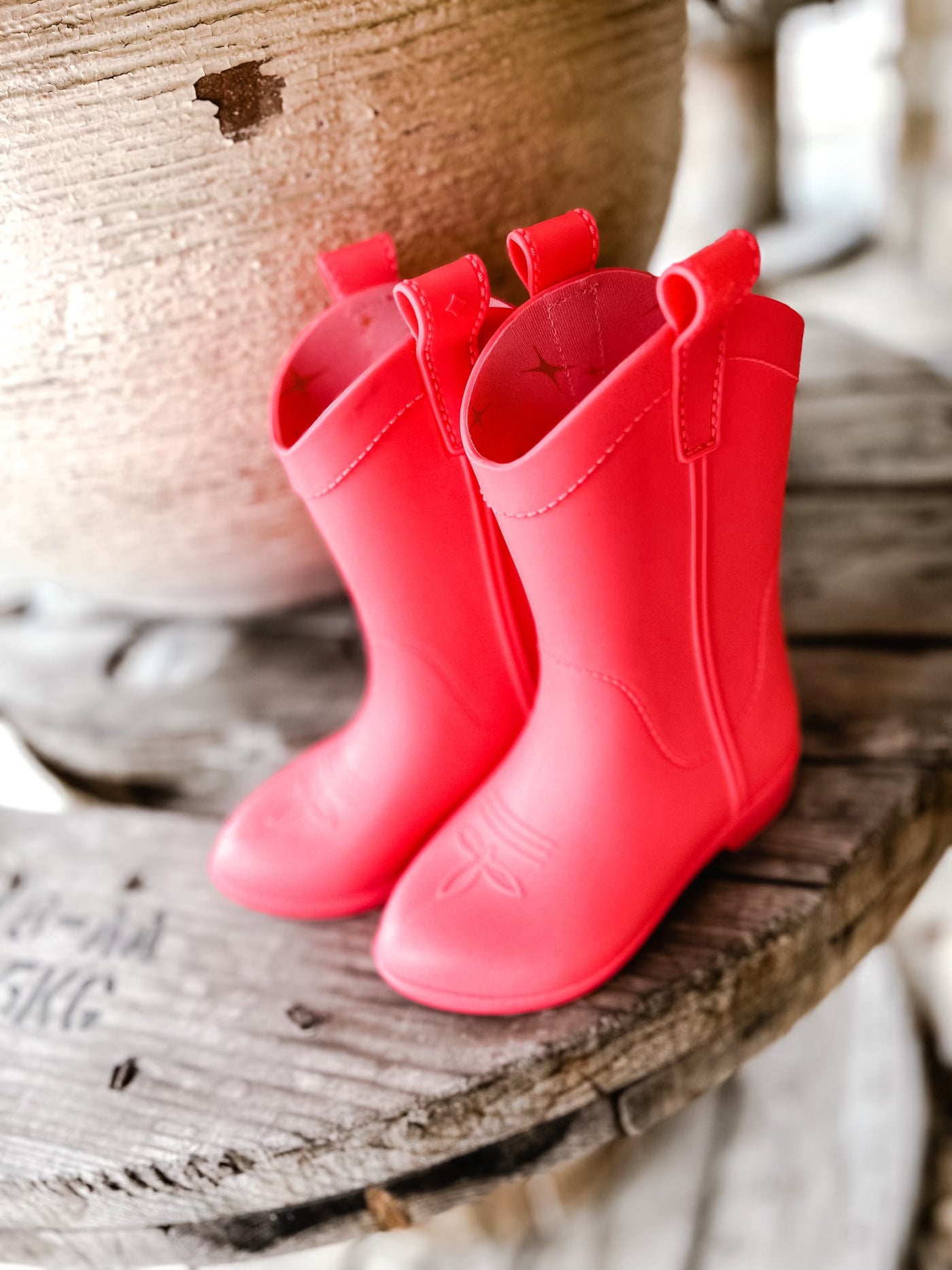 Pink Kids Rubber Cowboy Boots