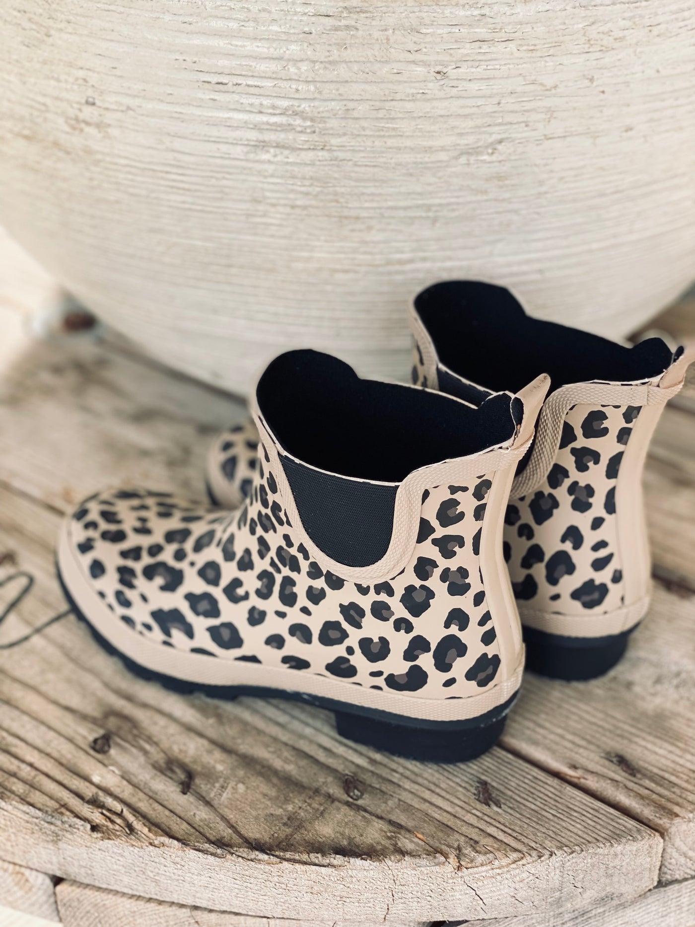 Corky’s Leopard Yikes Ankle Rain Bootie