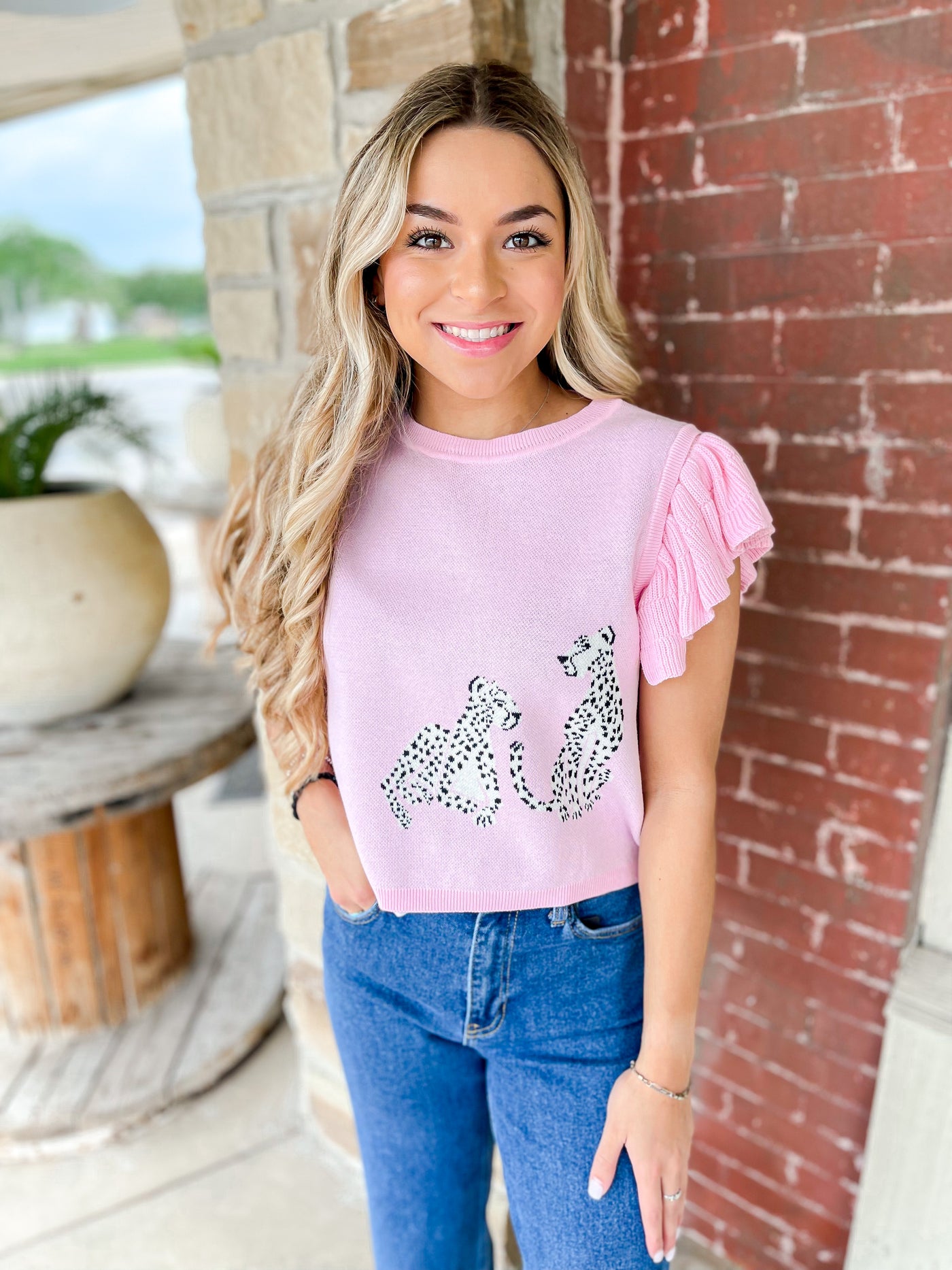 Pink Cheetah Sweater Top