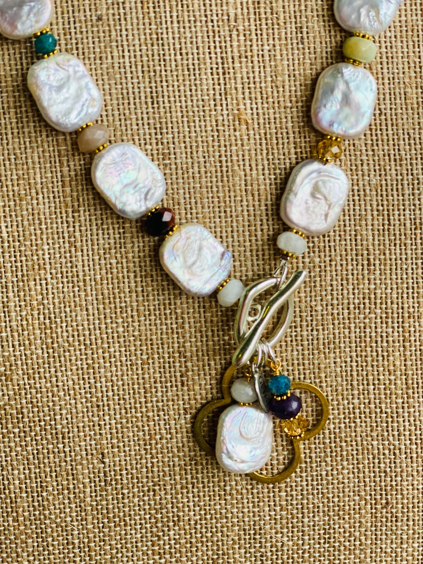 Julio Designs Perrier Oval Pearl & Gemstone Necklace