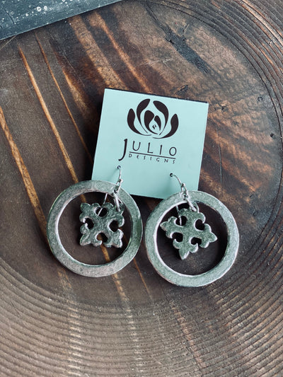 Julio Designs Maltese Cross Steel Wire Earrings