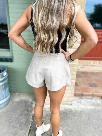 Taupe Leather Flair Shorts