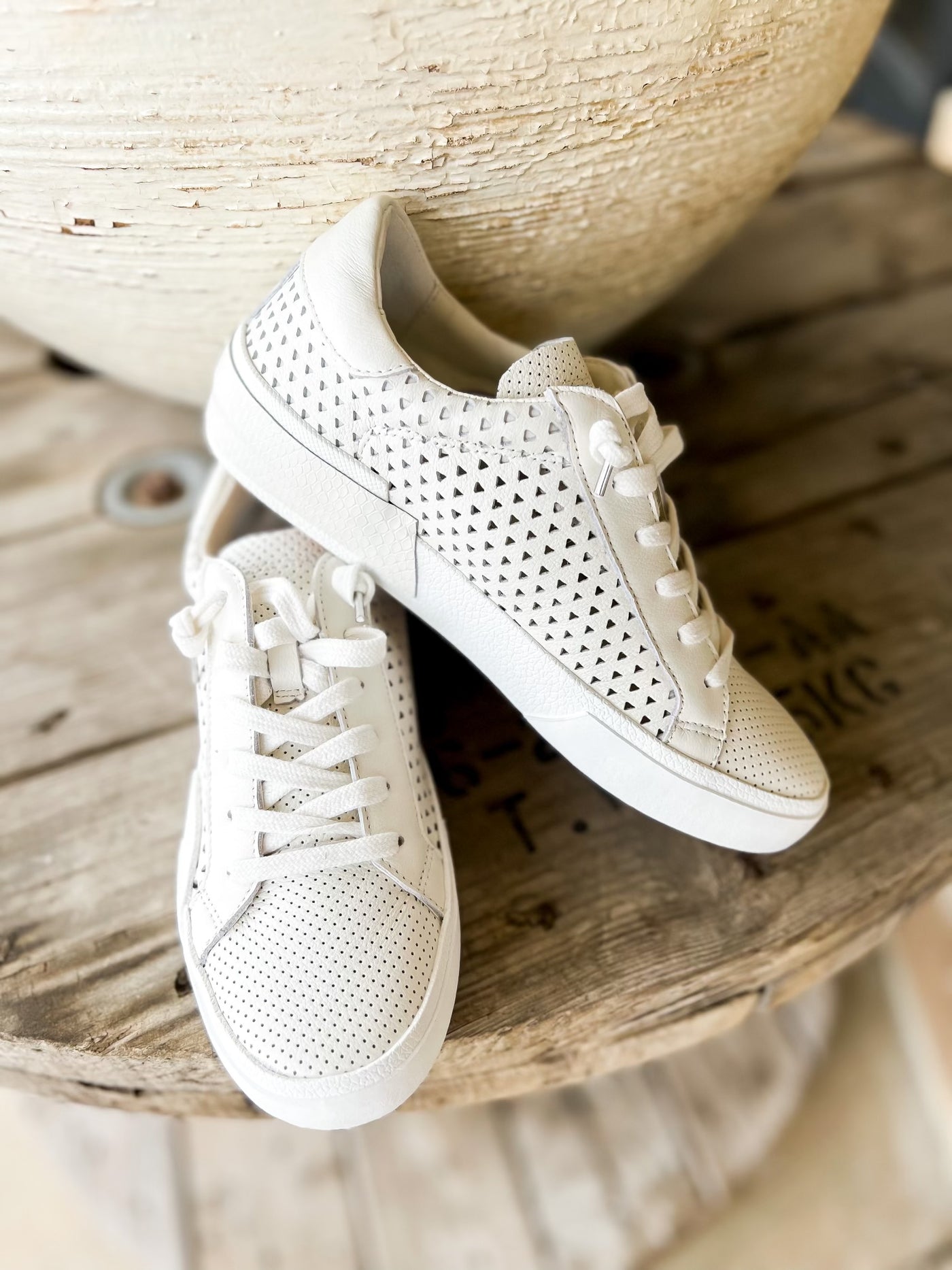 Dolce Vita Zina White Perforated Leather