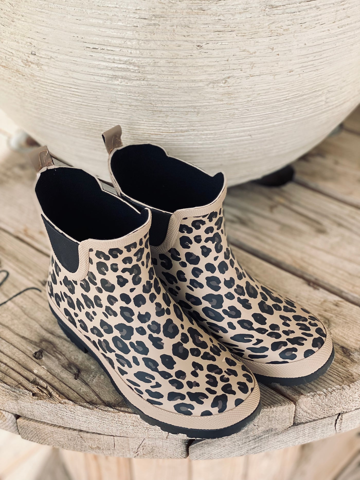 Corky’s Leopard Yikes Ankle Rain Bootie