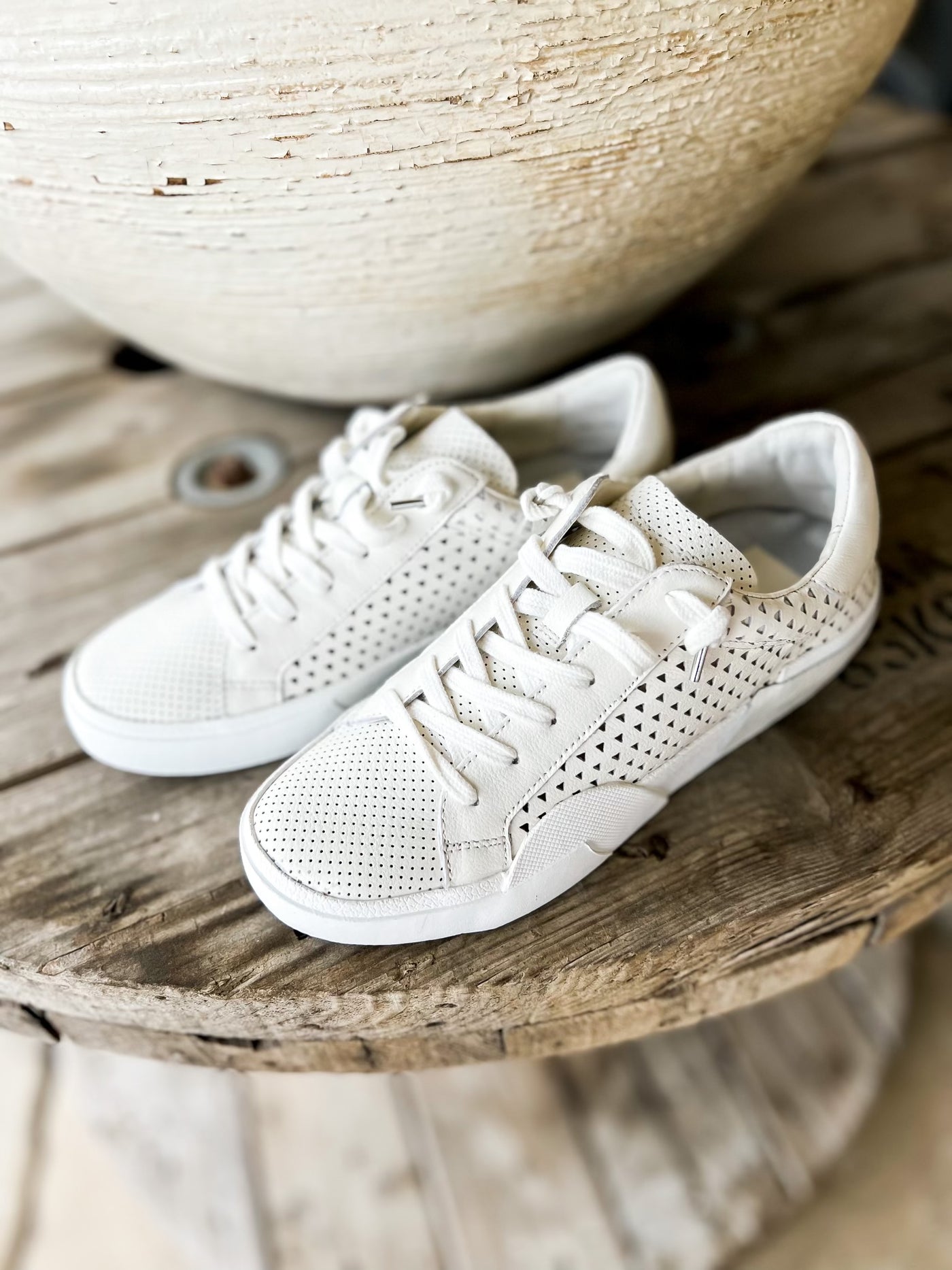 Dolce Vita Zina White Perforated Leather