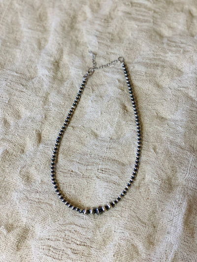 4MM Real Silver Beaded Necklace