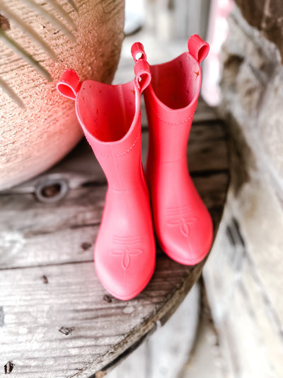 Pink Kids Rubber Cowboy Boots