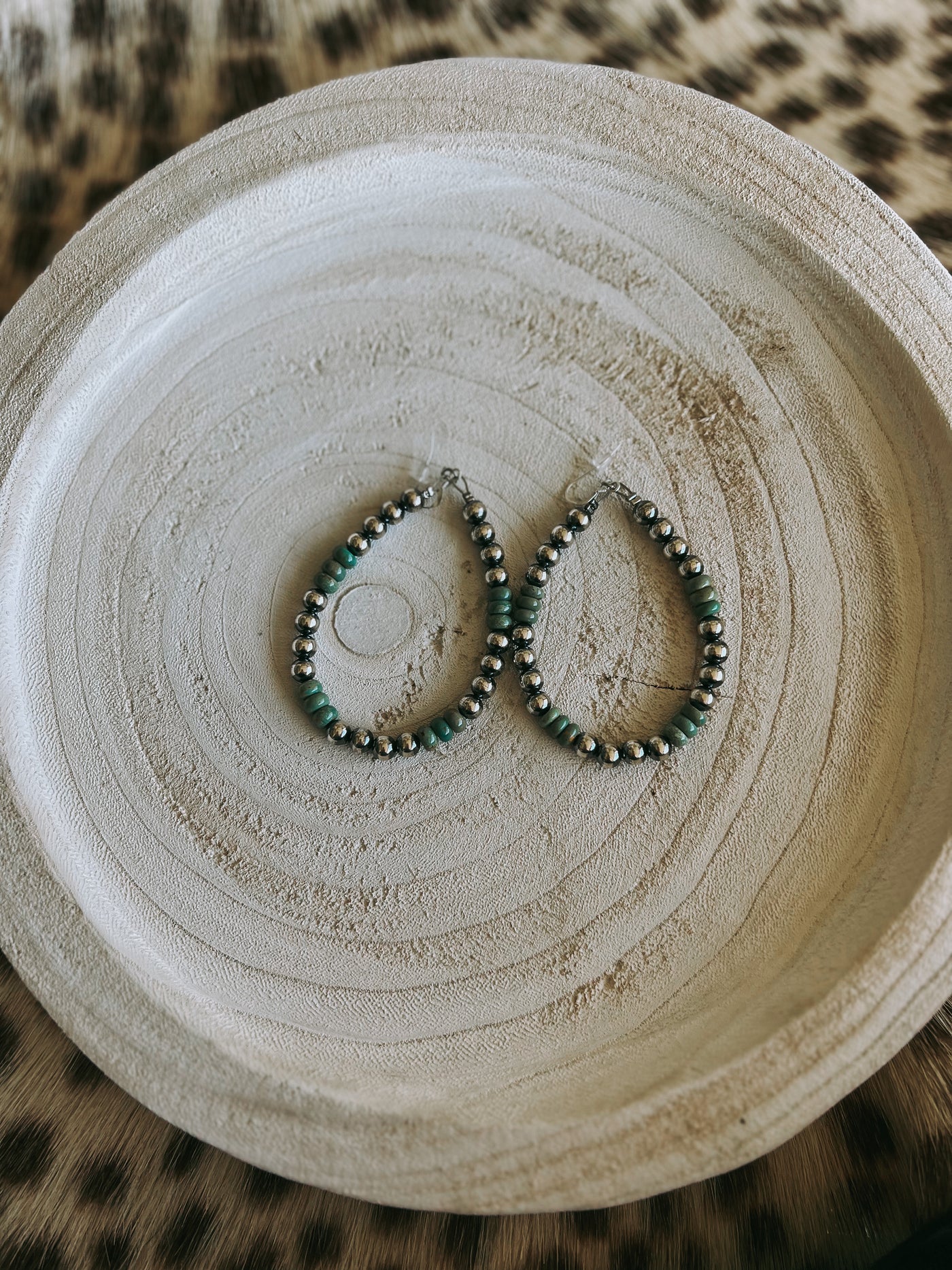 6MM Navajo Tear Earrings w Turquoise