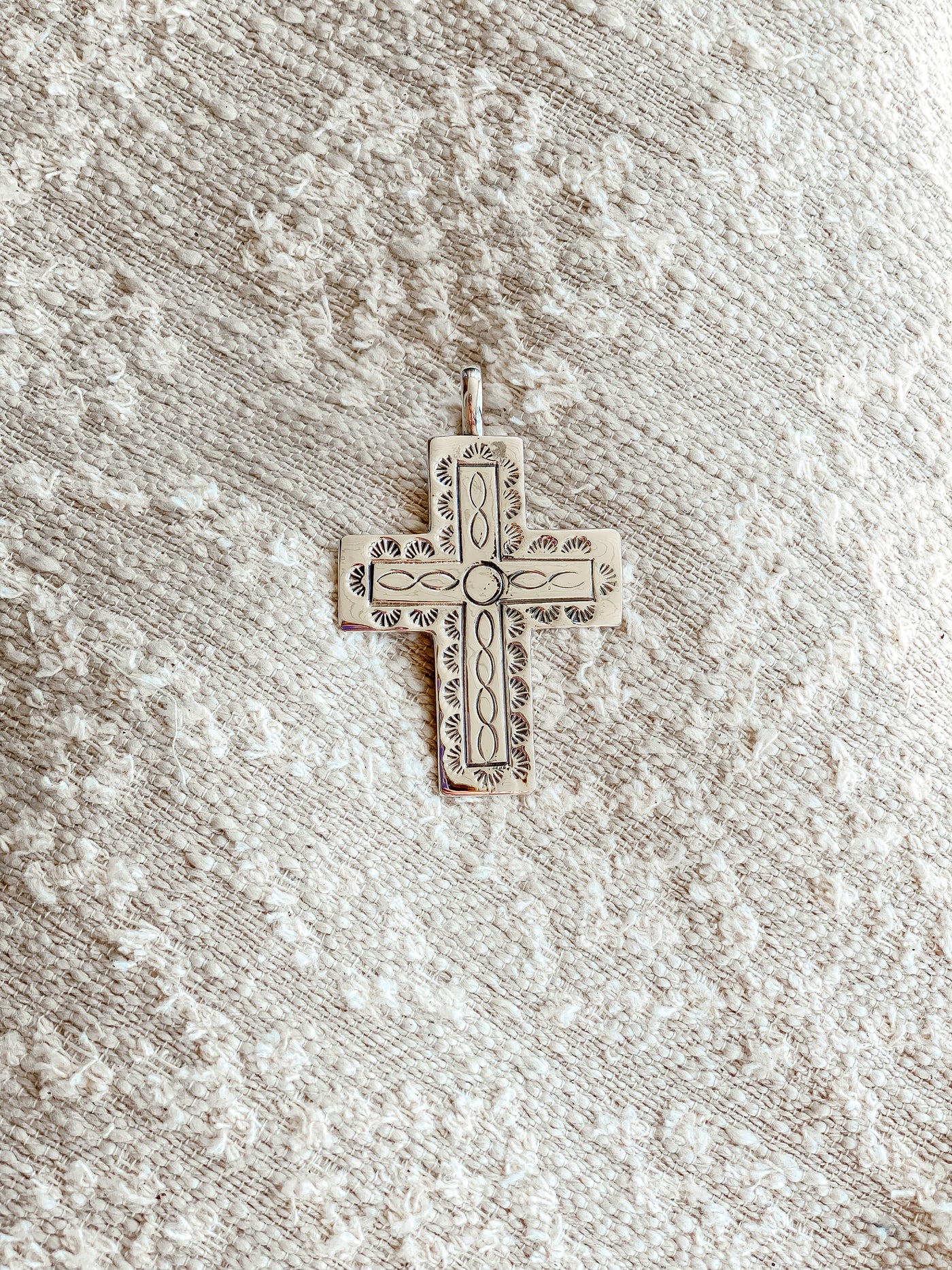 Large Cross Stamped Pendent