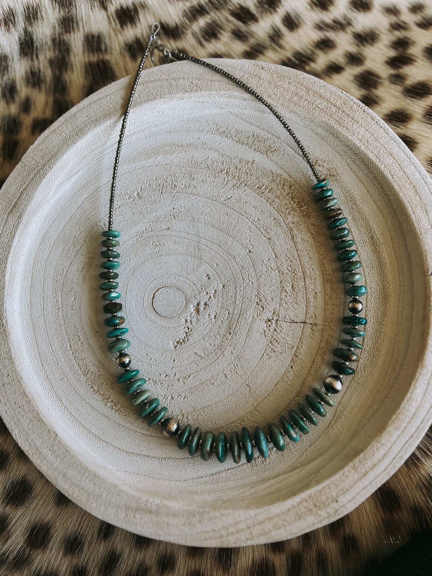 22” Long Turq Beaded Necklace