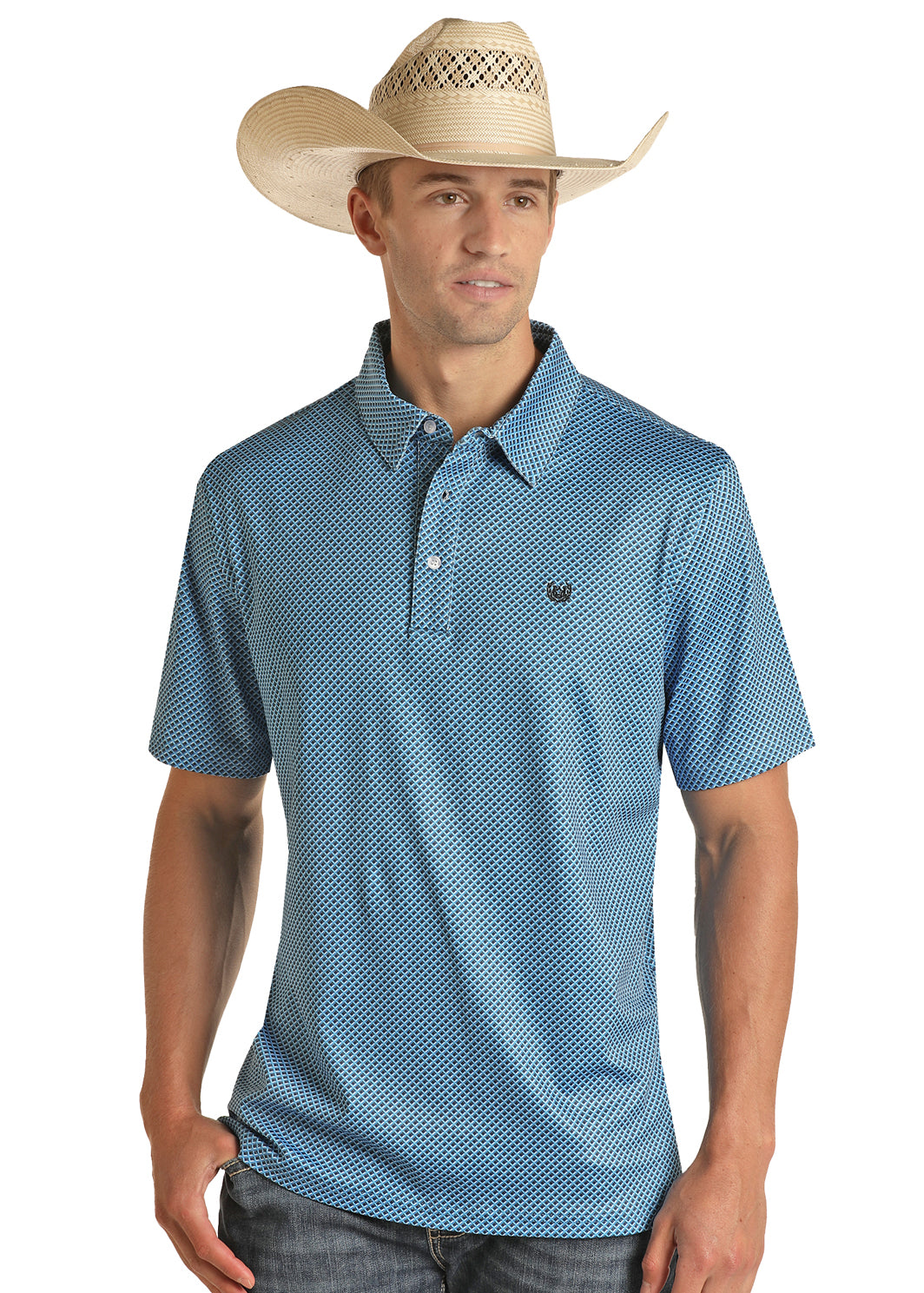 Panhandle PPMT51R0WB SS Geo Knit Polo
