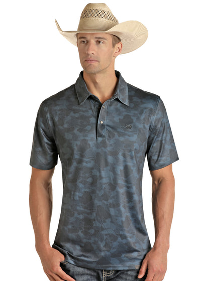 Panhandle PPMT51R0WD Navy Camo Snap Polo